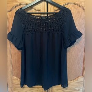 BCBG Maxazria black short sleeve blouse